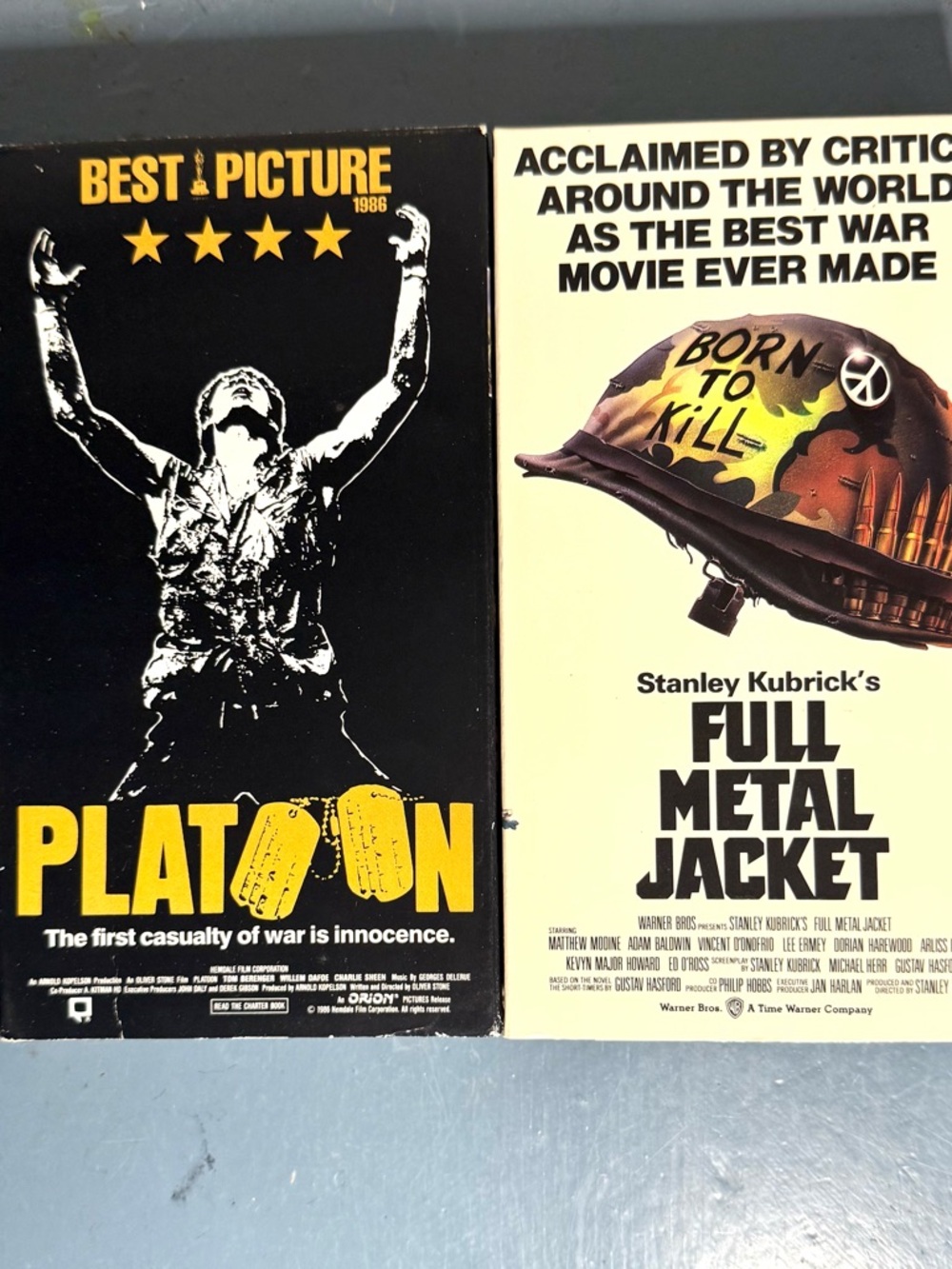 Platoon and Full Metal Jacket Original VHS Tapes War Movies